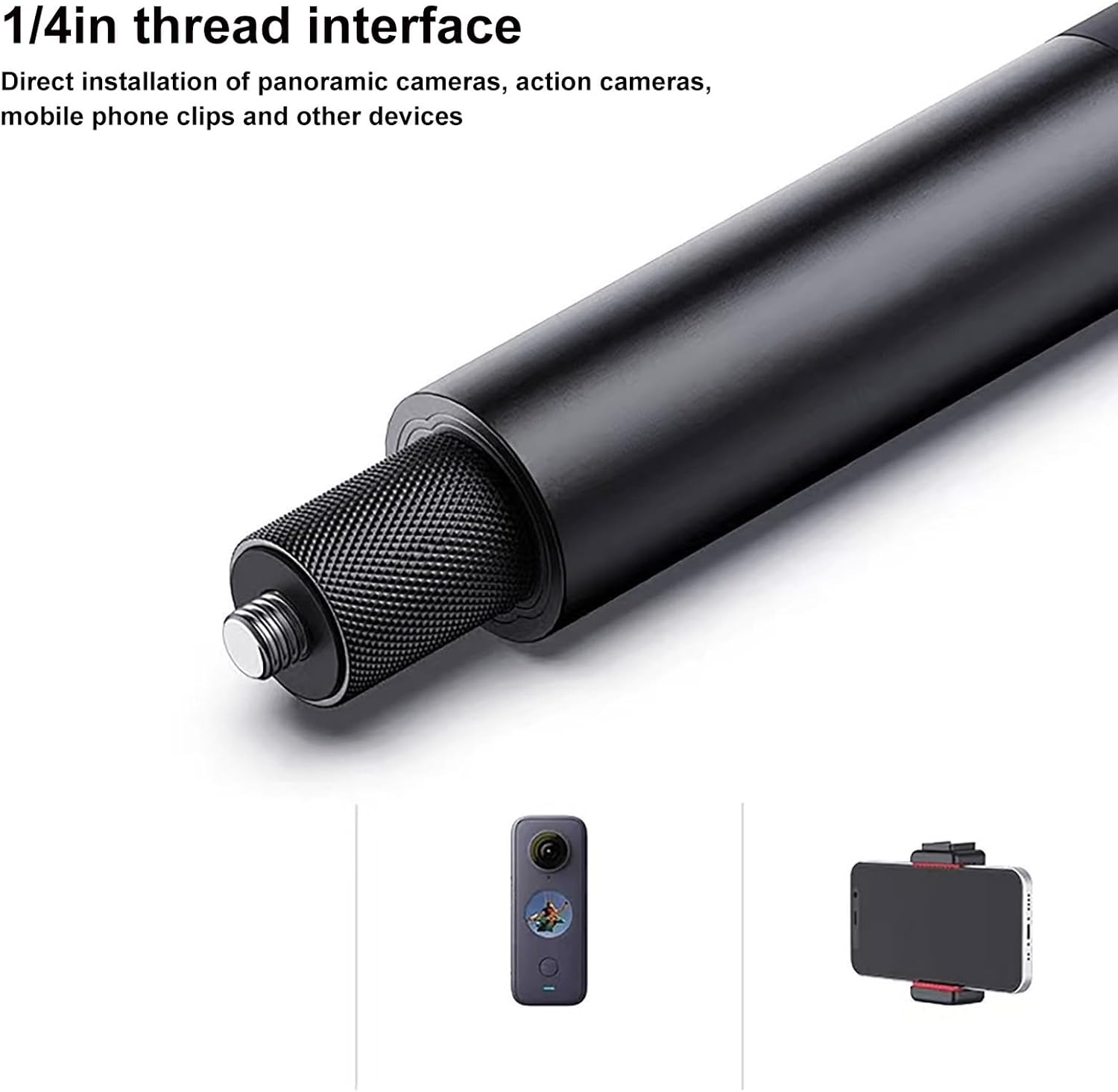 Selfie Stick, 7 Section Adjustable Action Camera Extension Pole with 1/4in Thread and Screw Hole, 23.5 to 120cm Portable Extension Rod for Panoramic Camera - Image 4