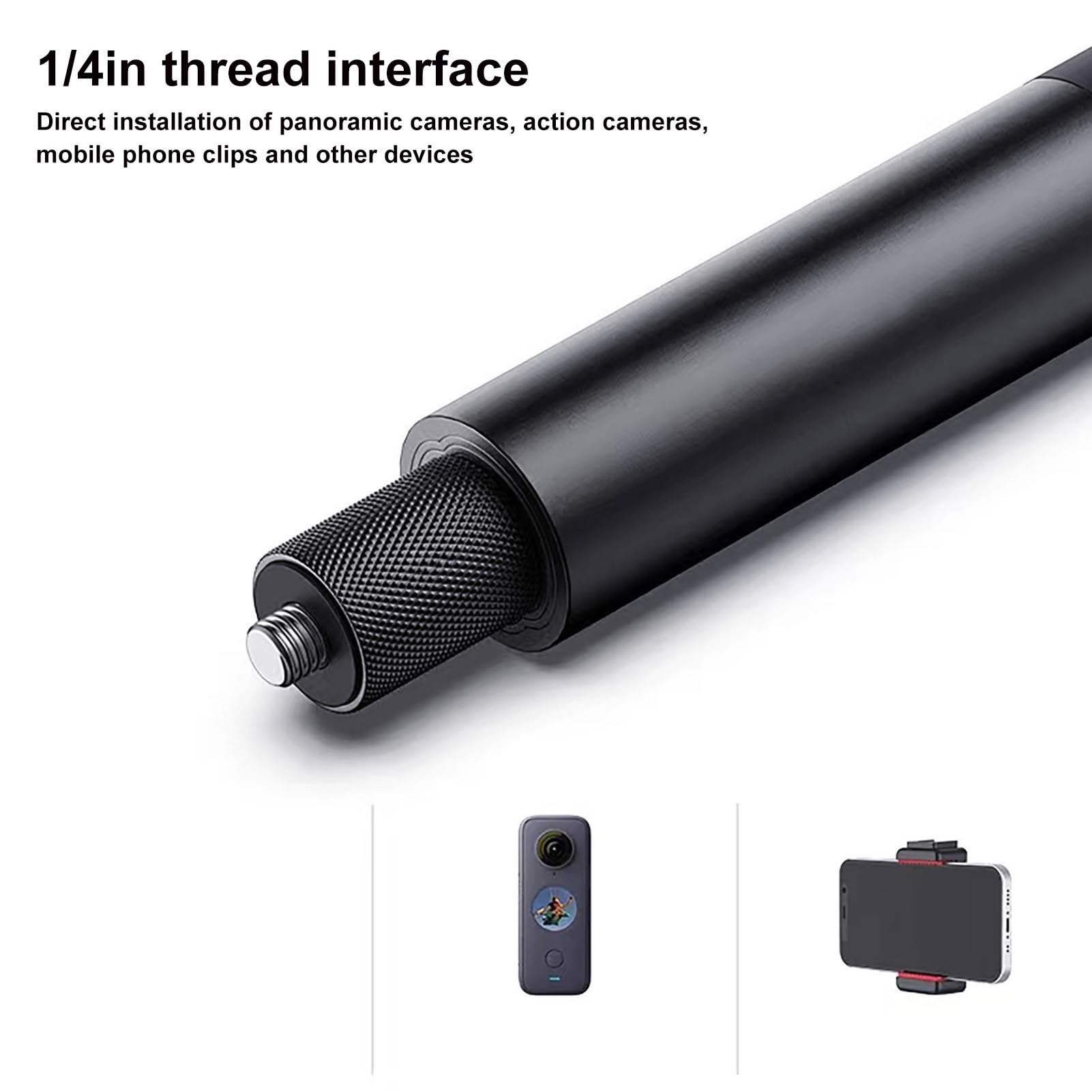 Amazon | アクションカメラ自撮り棒、0.25インチのネジ穴とネジ穴付き