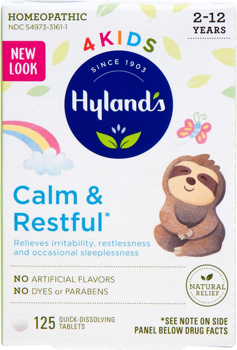 Natural Sleep Aid, Hyland's 4 Kids Calm 'n Restful Calms Forte, Relief of Insomnia and Restlessness for Children, 125 Sleeping Tablets