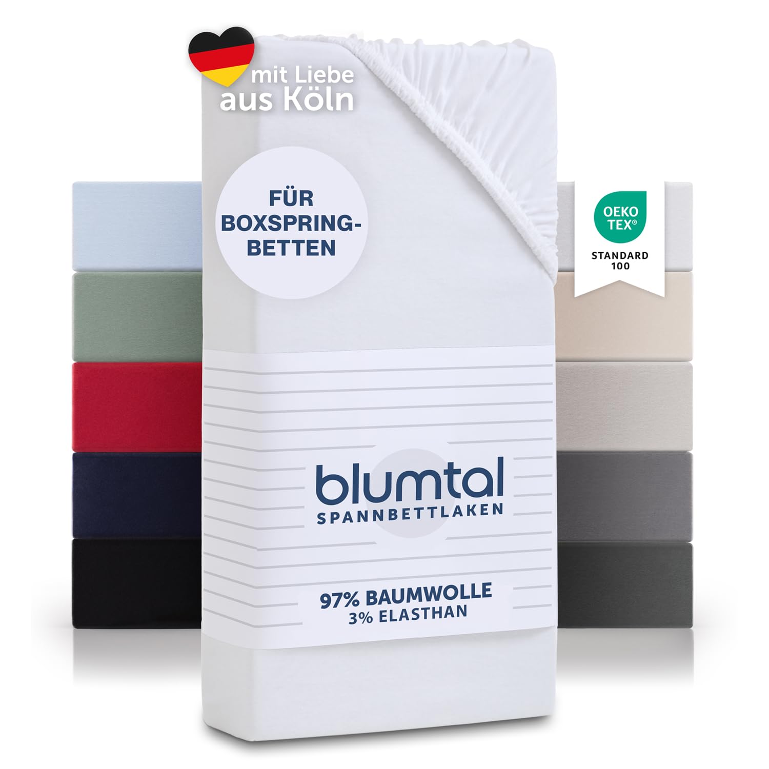 Blumtal® Basics Spannbettlaken Jersey - Bettlaken aus 100% Baumwolle - Oeko-TEX zertifiziertes Spannbettlaken