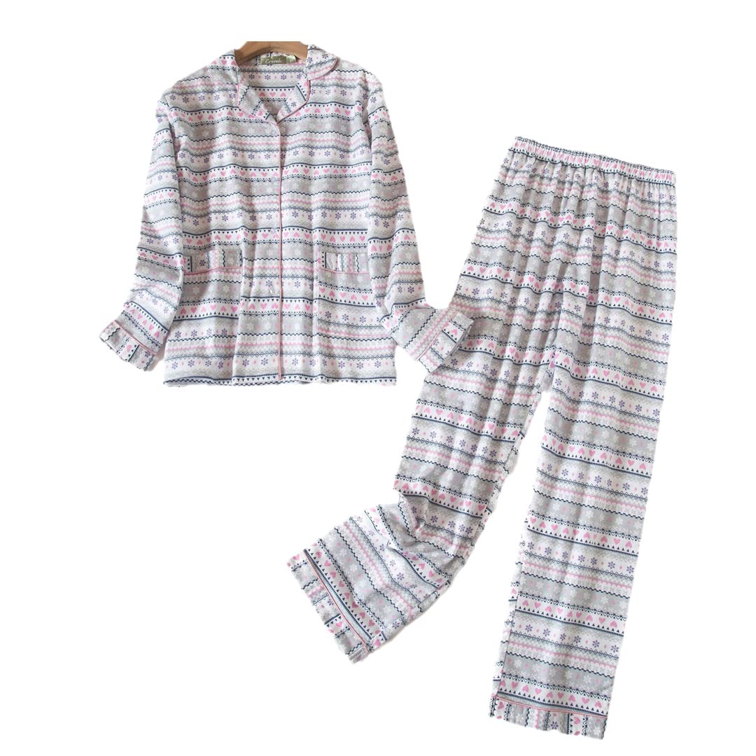 Conjunto de Pijama de Invierno para Mujer,Franela de algodón, Pantalones Largos, Traje para Dormir, 17 L