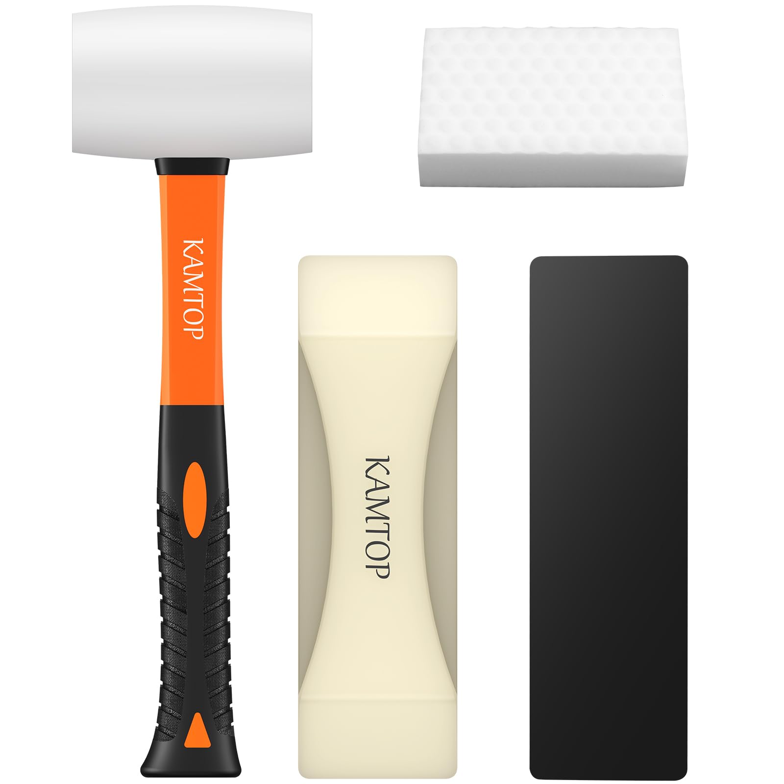 Kamtop Kit Instalación Suelo Laminado Profesional con Bloque Nano-Succión, Martillo Goma 16 oz y Esponja - Herramientas Reparación Tarima Flotante, Montaje Parquet, y Ajuste Paneles Sin Huecos
