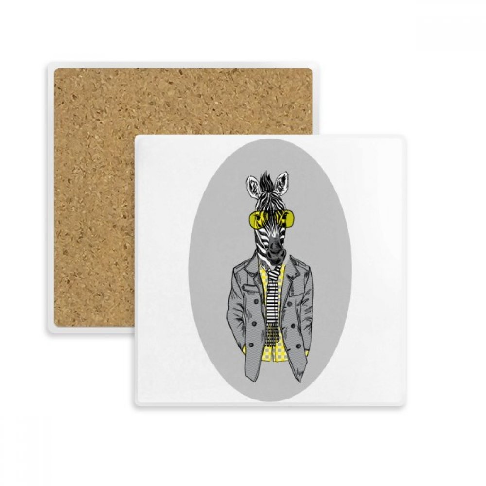 Zebra Gris dessous de verre absorbant en pierre pour tasse mug et boisson froide carré