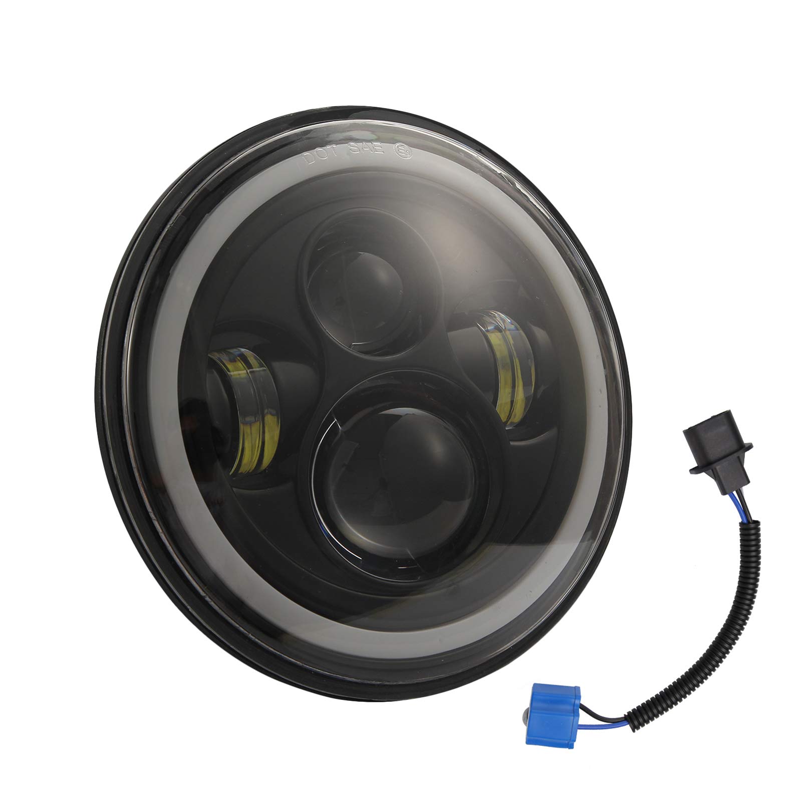 Pepisky 1pc 7 Inch Round Shaped LED Front Headlight Replacement For Jeep Wrangler JK LJ TJ CJ Motorcycles Headlight