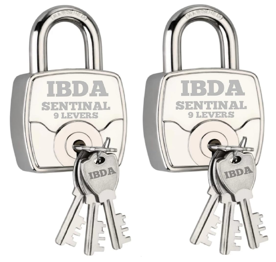IBDA Square Push Lock and Key 65mm |Double Locking|9 Levers|Rivetless Steel Body Padlock| Lock for Home,Shutter,gate,Door,kadi,Channel,Chain,Shop,School,Warehouse,Flat,Outdoor-Indoor use (Pack of 2) (B0CQ8XY2YT) Amazon Price History, Amazon Price Tracker
