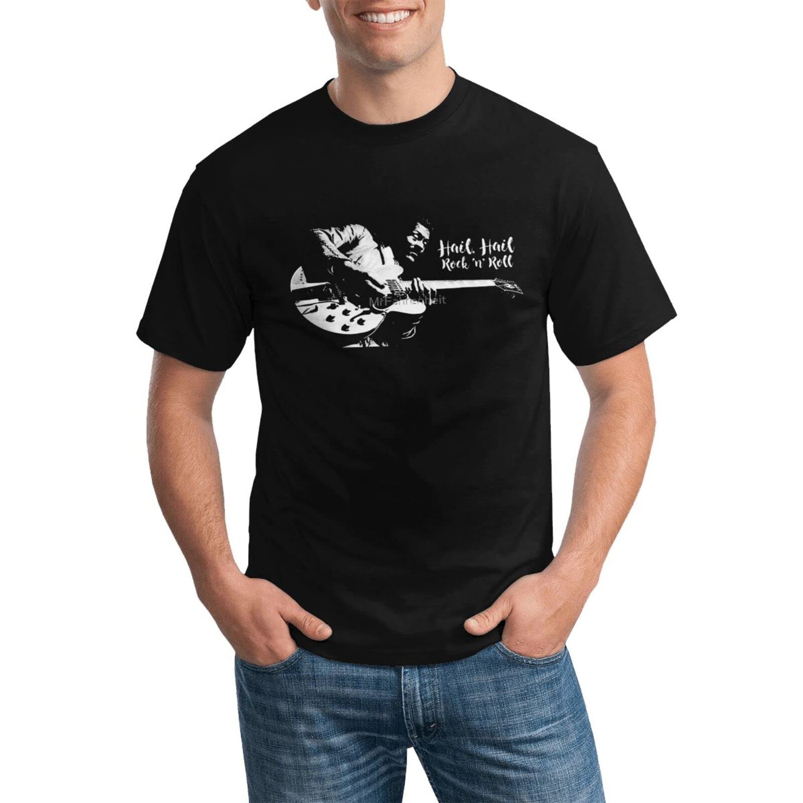WOMBELMen's Short Sleeve T-Shirt Cotton Graphic Short Sleeve Clothing Black