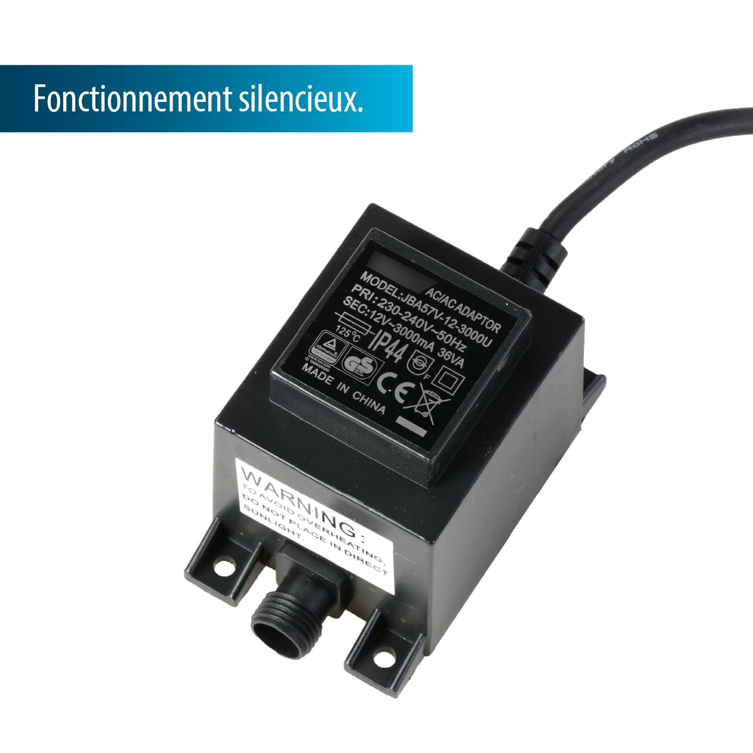 Pompe de Bassin Aquaforte dm 3.500 Basse Tension 12V, 30 W, Débit max. de 3 500 Litres par Heure, Hauteur maximale de 3 m, Protection Automatique Contre La marche à Sec, Longueur Du Câble 10 m