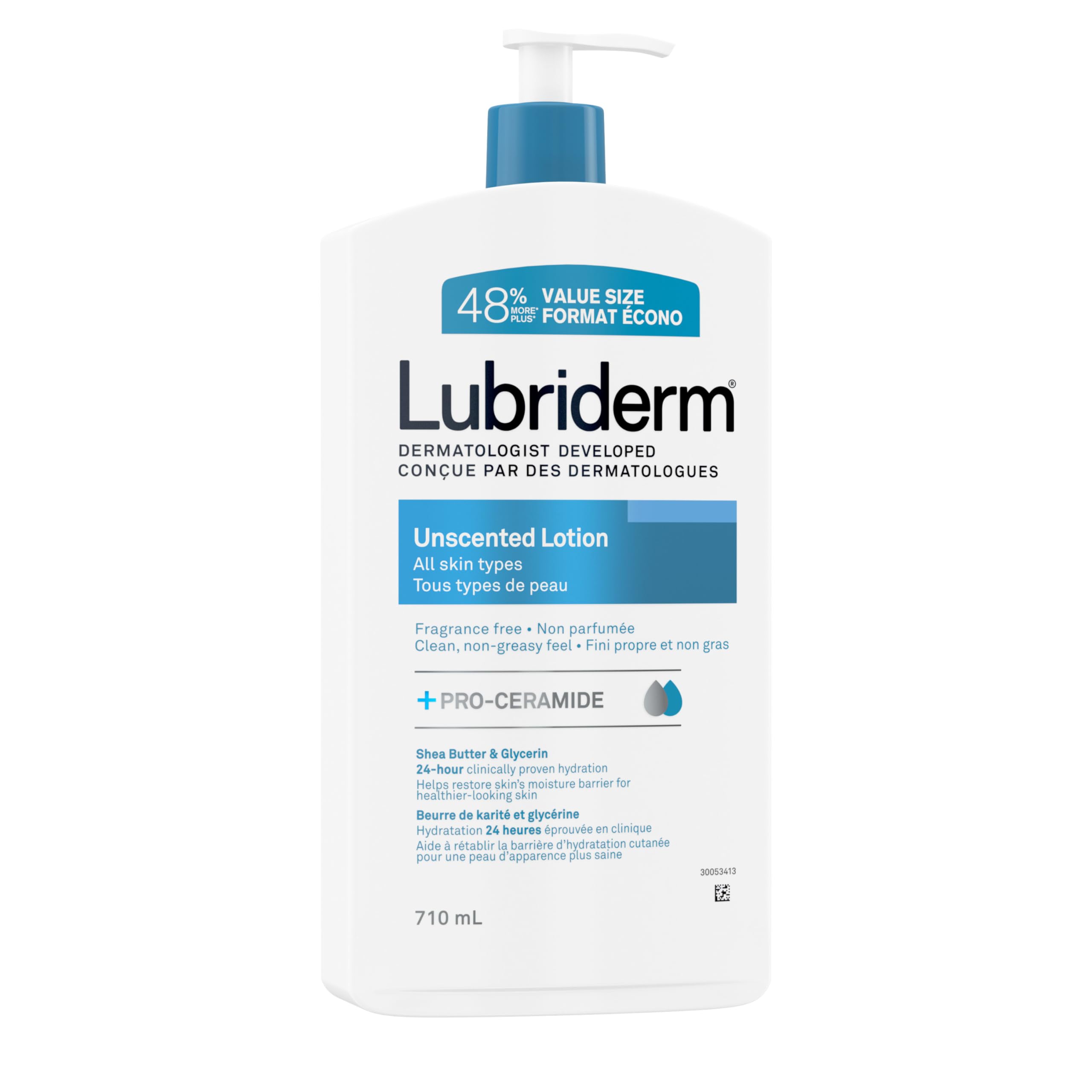 Lubriderm Unscented Lotion with Shea Butter for Dry Skin