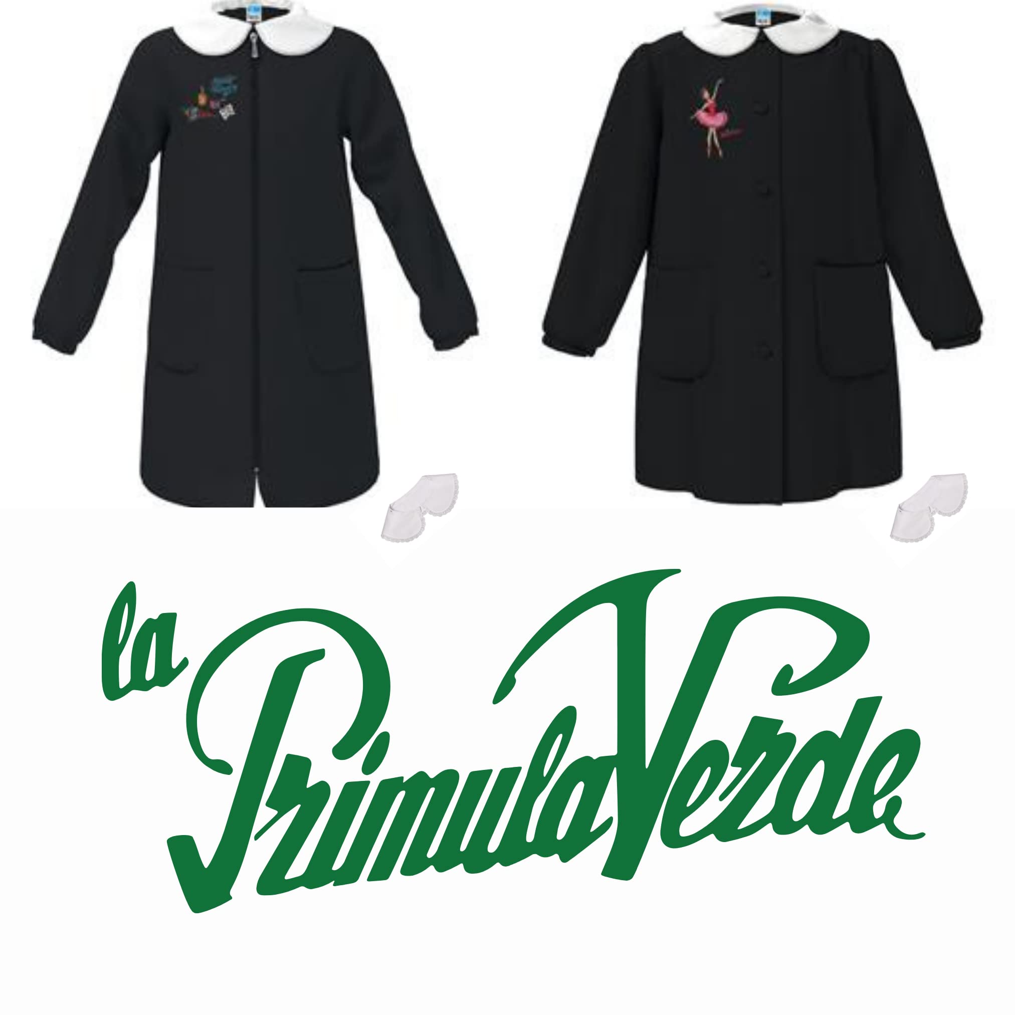 Grembiule Nero Bambina Scuola Elementare e Primaria, con Zip Centrale e Tasche, Tessuto Resistente e Traspirante, Varie Taglie