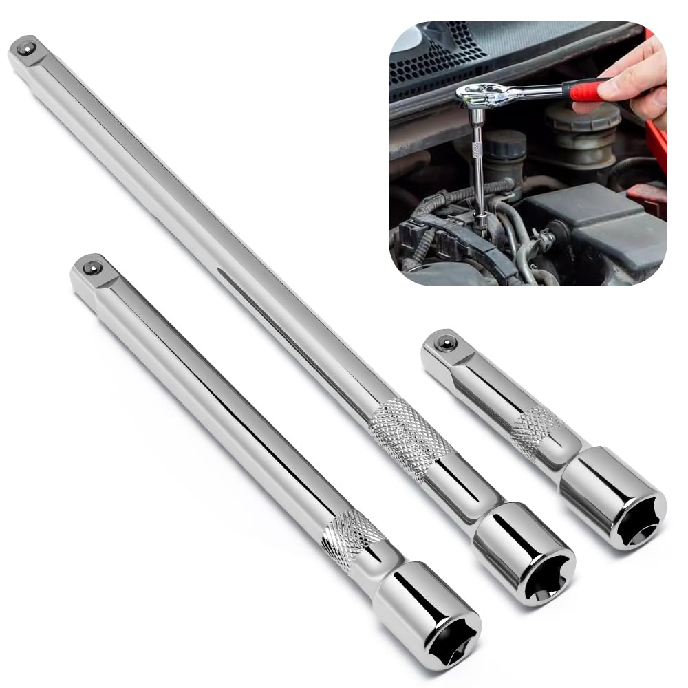3 Pezzi Set Di Chiavi a Bussola, Prolunga Chiave a Cricchetto3/8, Bussole Per Avvitatore Da 75 Mm, 150 Mm,250mm, Barre Di Prolungamento Chiave a Cricchetto In Acciaio Al Cromo Vanadio