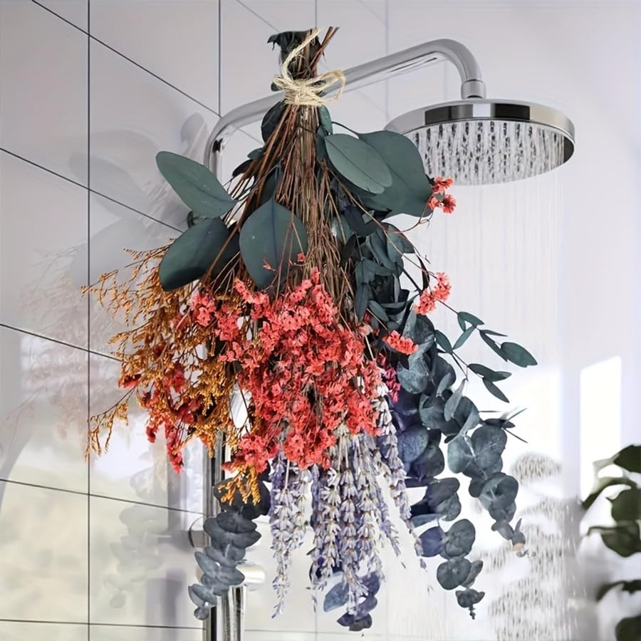 40 Pcs Mixed Real Dried Eucalyptus Stems, 100% Natural Preserved Eucalyptus Leaves with Lavender, Greenery for Hanging Shower, Decor