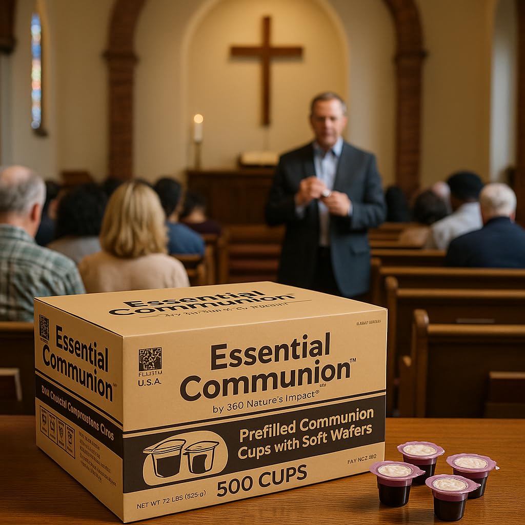 Prefilled Communion Cups and Wafer Set with Concord Grape Juice, Disposable Communion Elements for Church, Home, and Hospital Services, Holy Eucharist Supplies, 500 Count