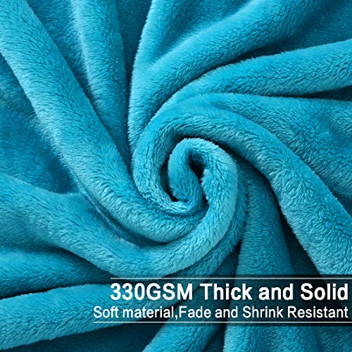 Image of Soft King Size Blanket Warm Fuzzy Microplush Lightweight Thermal Fleece Blankets for Couch Bed Sofa,90x108 Inch, Turquoise