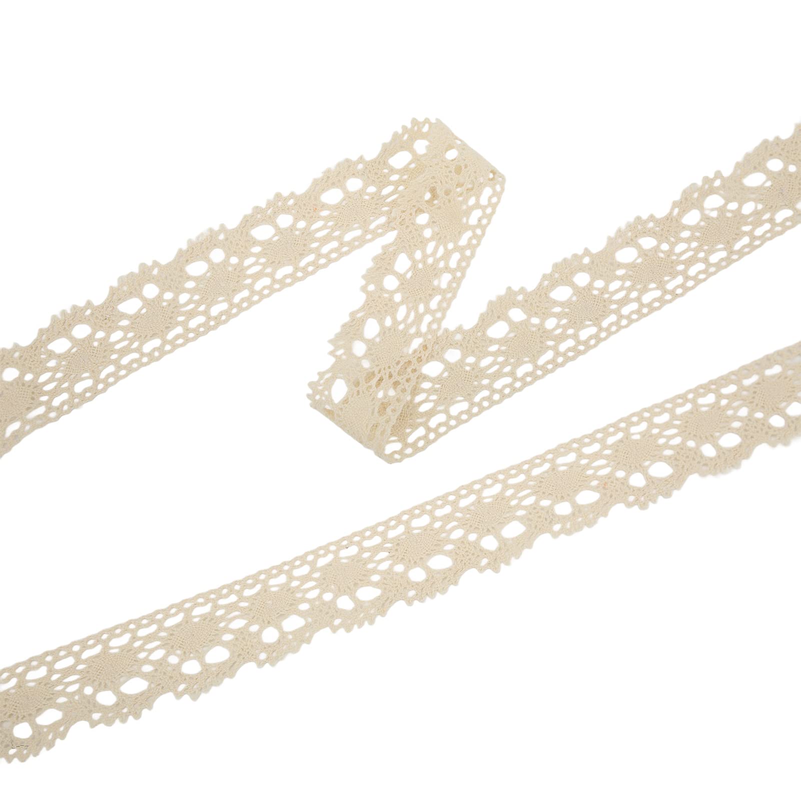 Kanten lint, 10 meter beige vintage lint katoenen kanten trim voor doe-het-zelf handwerk, geschenkverpakking, bruid bruiloft decoratie