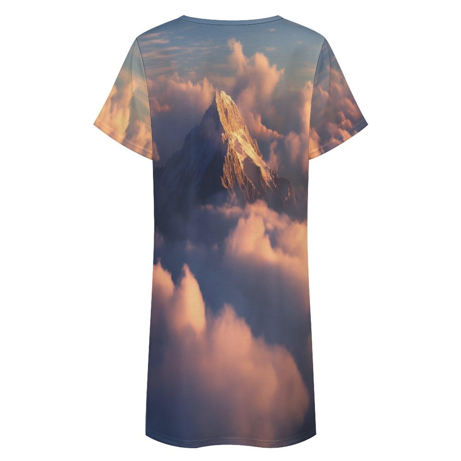 Camisones De Mujer - Montaña del Cielo Camisón De Manga Corta para Estar En Casa Tallas S-3Xl Holgado Largo Suave para El Verano.