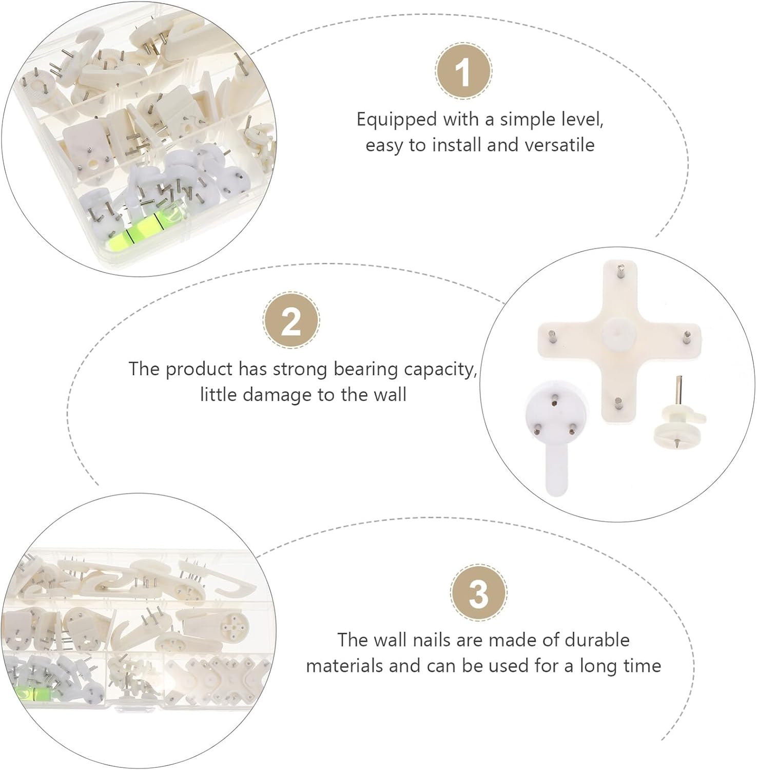 jojofuny 45pcs Traceless Picture Hooks Wall Hangers Iron Nails Frame Hooks for Artwork Displaying Home Decor Wall Seamless Hanging Kit