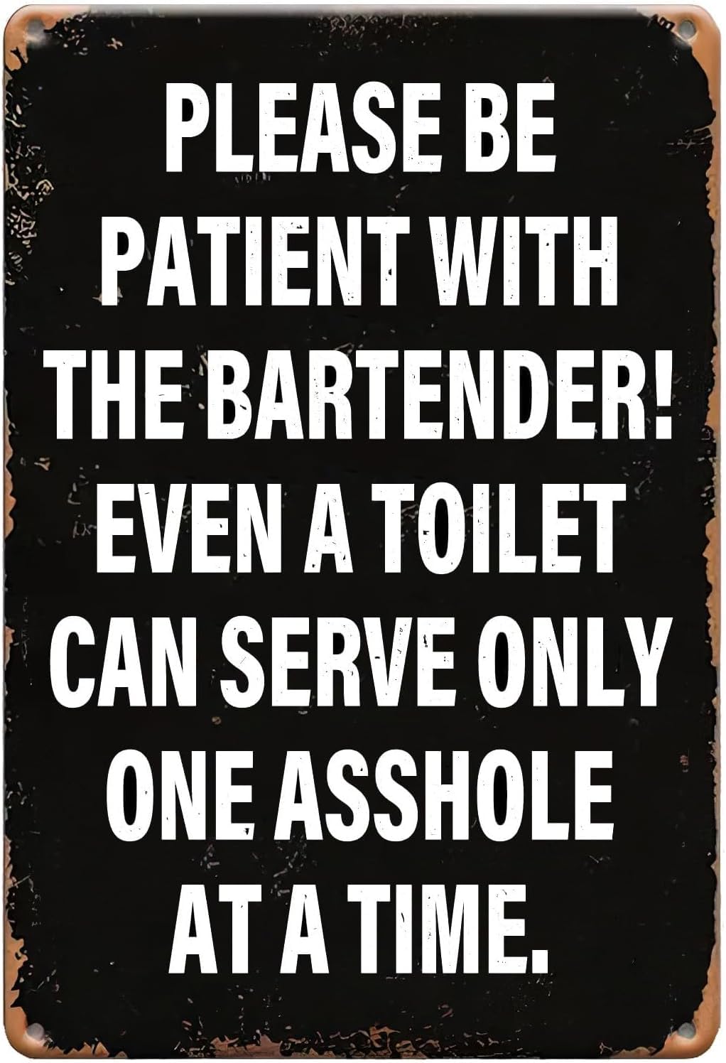 SMAZDFXX Please Be Patient With The Bartender Retro Tin Sign,Motivational Wall Art Posters Retro Tin Plaque for Home Gate Garden Bars Cafes Office Store Club Man Cave 5.5"x8"