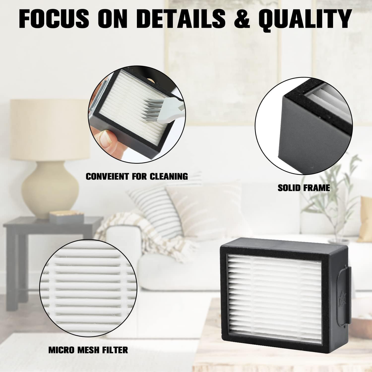 4 sztuki filtrów zamiennych Kompatybilne z iRobot Roomba seria e & i Seria E5, E6, i3, i3+, i4, i4+, i5, i5+, i6, i6+, i7, i7+, i8, i8+ Plus, odkurzacze robotyczne