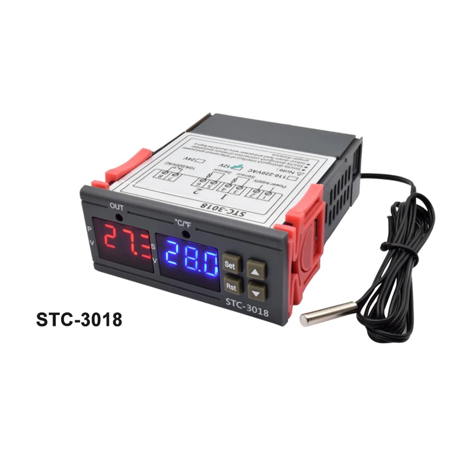 STC-3018 DC12V DC 24V Doppio regolatore di temperatura digitale AC220V Due relè di uscita Termostato regolatore con riscaldatore e raffreddatore(DC 12V)