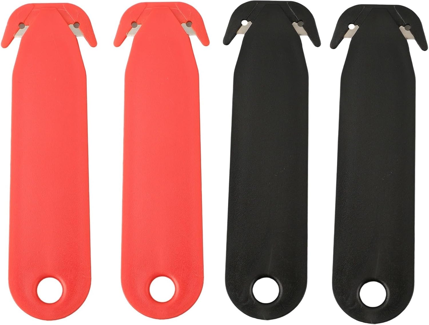 4PCS Double-Edged Safety Box Cutter with Stainless Steel and Plastic Handle, Multi-Purpose for Opening Packages and Cutting Paper or Film(black and white)