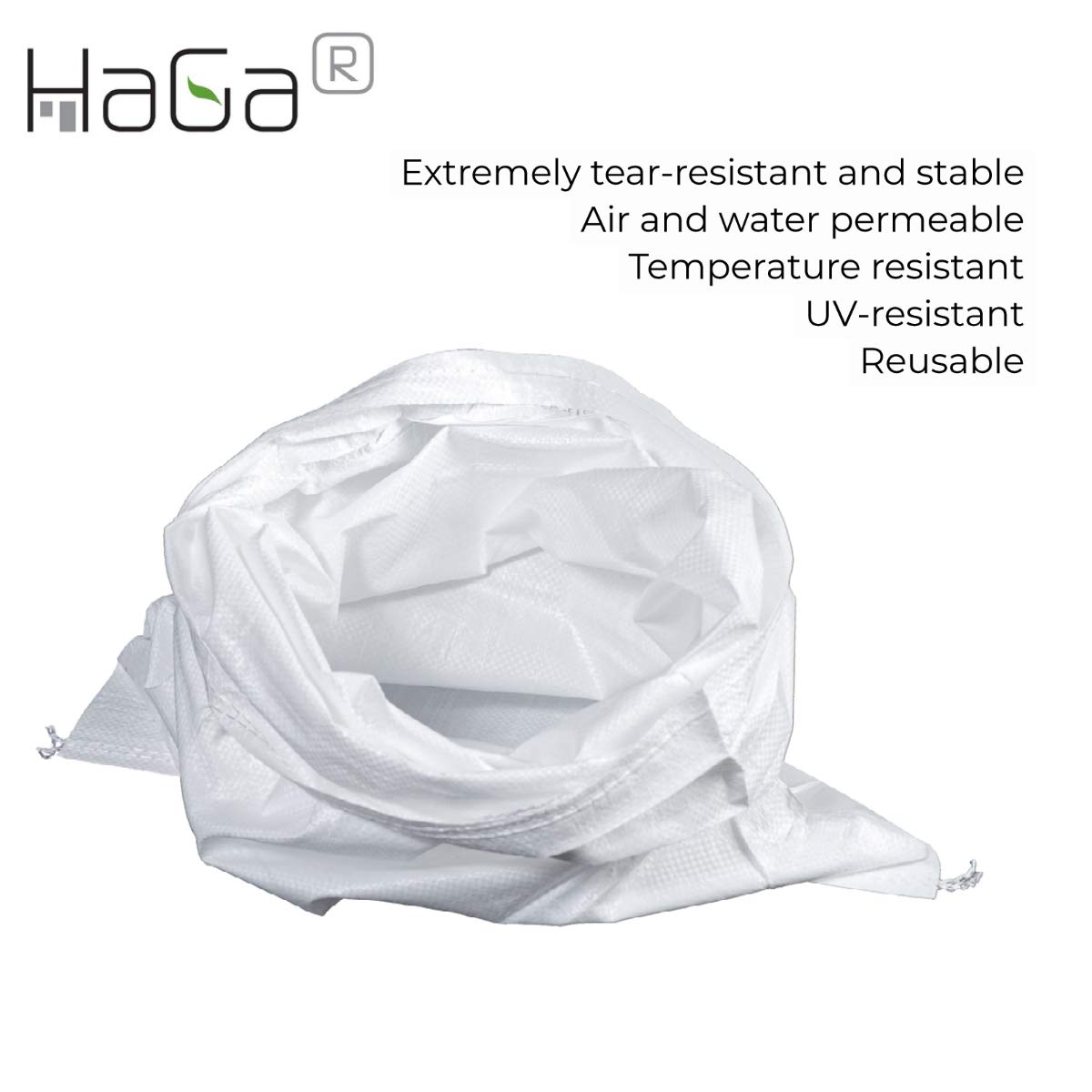 HaGa® Worek materiałowy 55 x 135 cm - 50 szt. worek PP worek na zboże biały