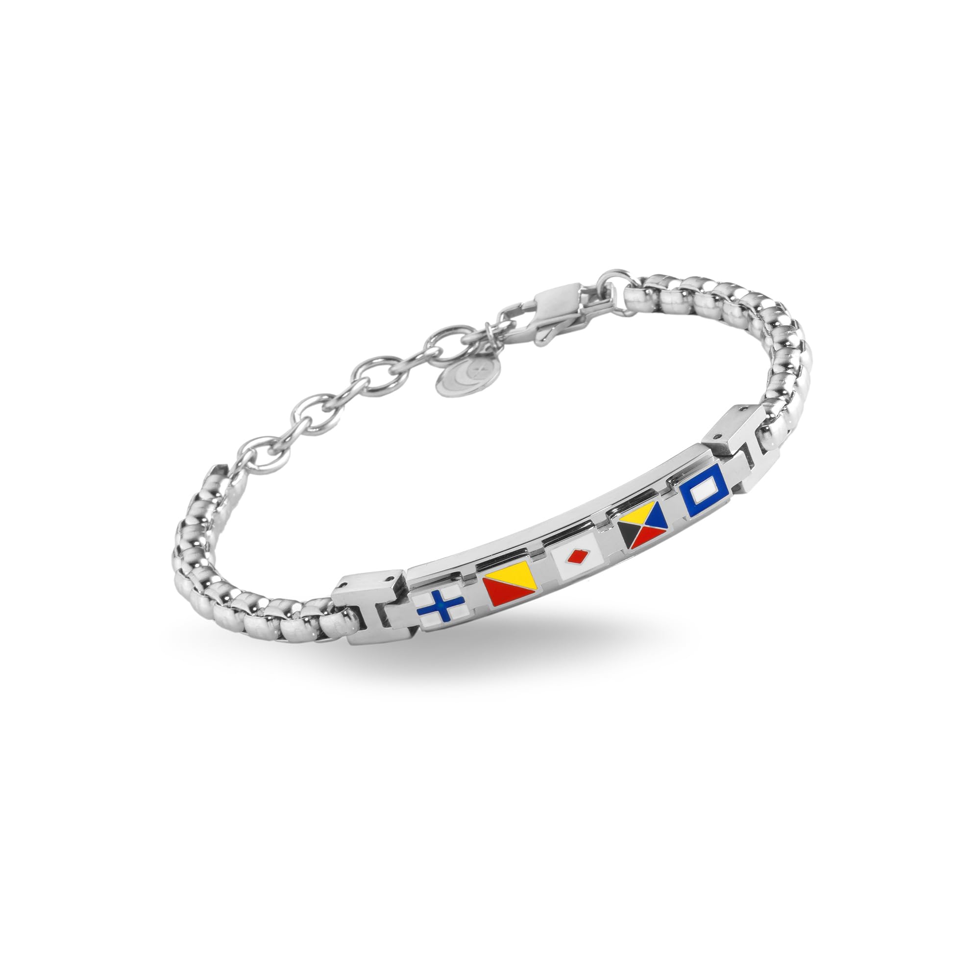 inSCINTILLE Moda Náutica Pulsera de Acero Inoxidable para Hombre con Símbolos Náuticos Longitud Ajustable con Caja de Regalo Incluida