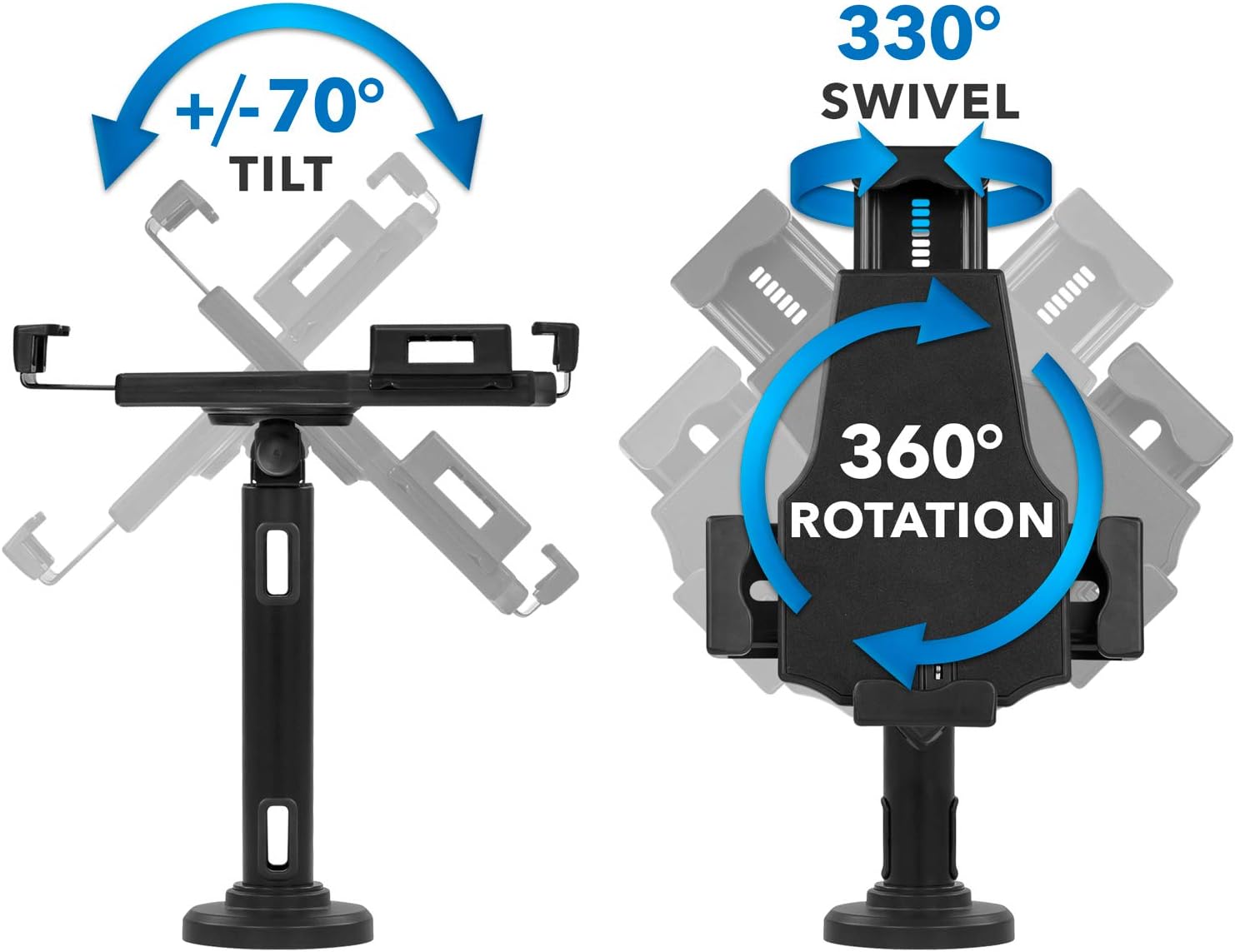 Mount-It! Universal Tablet POS Kiosk Stand with Cable Lock & Wall Mount Bracket, Adjustable Clamp for 7.9"–11" Tablets (Fits 5.3"–7.8" W x 7.8"–10.6" L), Compatible with iPad, Galaxy Tab & Surface Go