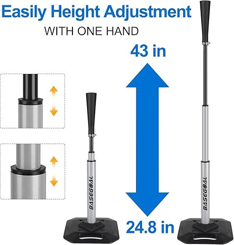 Miniatura 3 de Camiseta de bateo de béisbol y sóftbol, camiseta de golpeo portátil, con base resistente, parte superior de goma flexible, altura ajustable