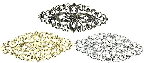 Miniatura 3 de ALIMITOPIA 30 conectores colgantes de filigrana, suministros de decoración de laminado de metal para bricolaje, horquilla, aretes, disfraces,