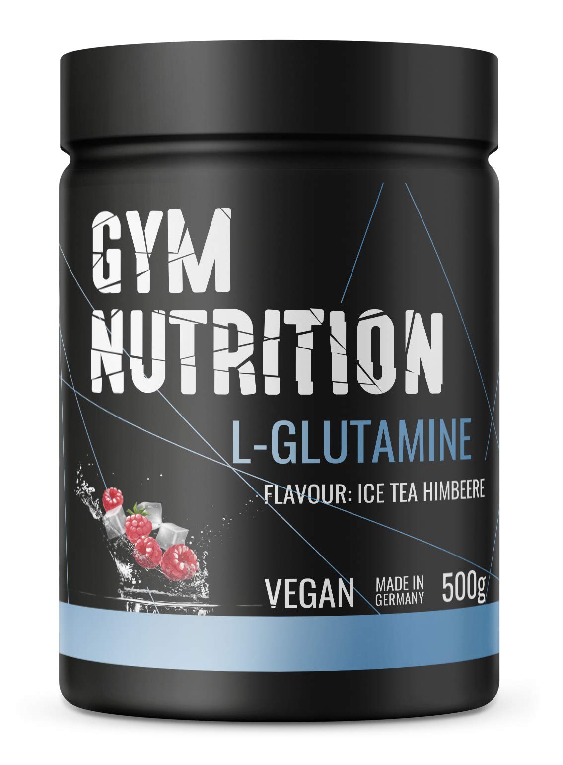 500g Ultrareines L-Glutamin Pulver extra hochdosiert - Glutamin Pulver - Laborgeprüft und vegan – Made in Germany - Eistee Himbeere Geschmack