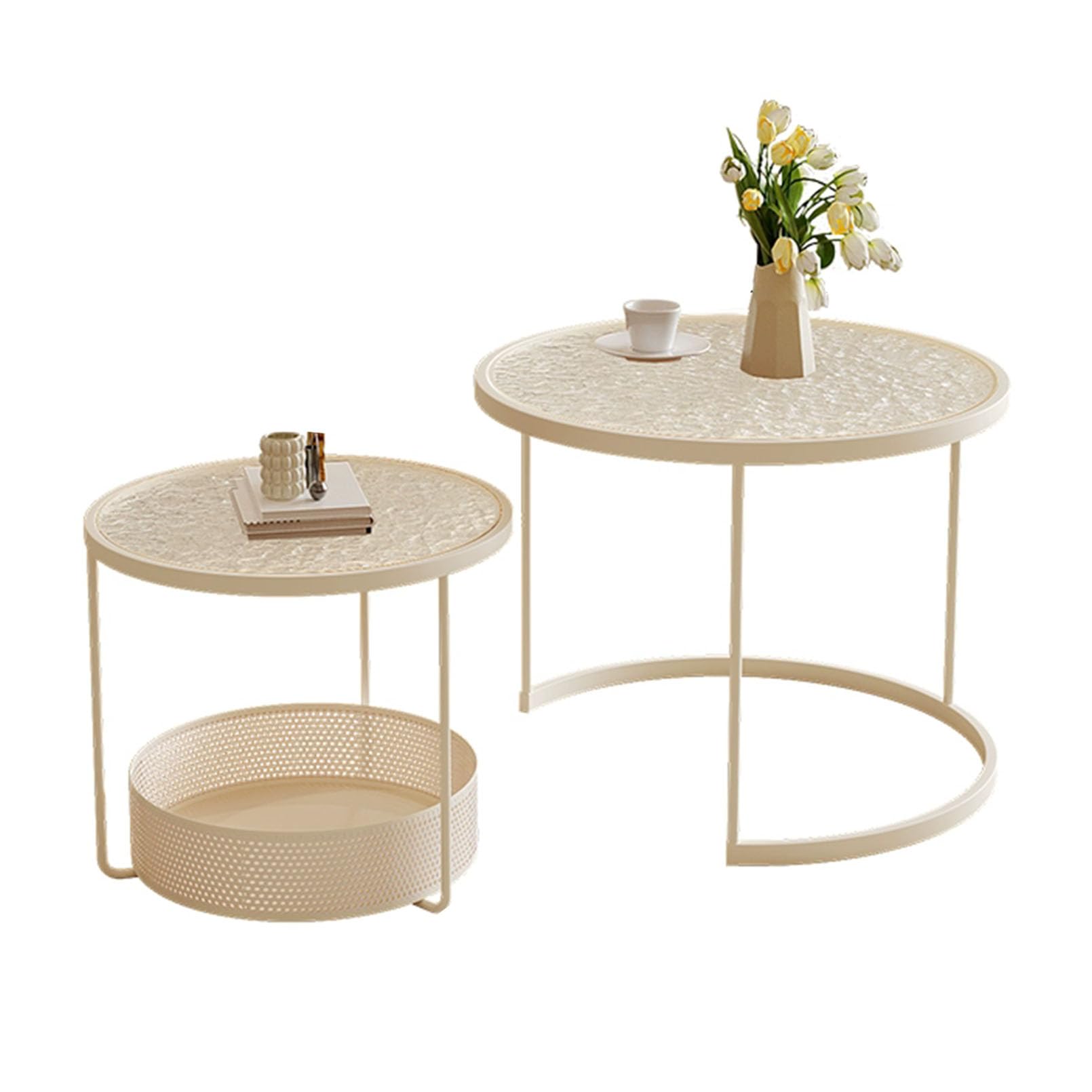 Table basse ronde en verre modulable JATIBOSH pour optimiser les petits salons