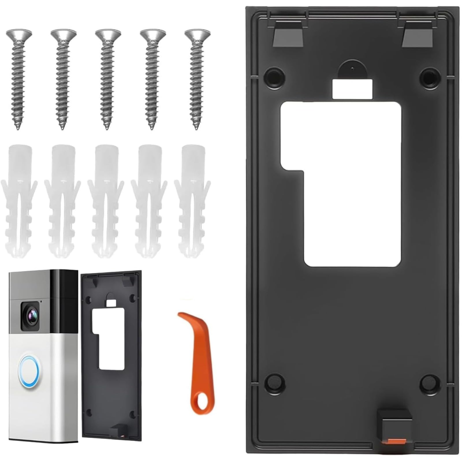 Wjelet Ring Doorbell Mount No Drill for New Battery Video Doorbell (2024 Release), Ring Doorbell No Drill Mount, Ring Doorbell Bracket Angle for Houses Apartments Office