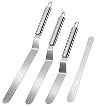 Oderra Set di 4 Spatole per Dolci in Acciaio Inossidabile, Spatole Angolate Professionali per Torte, Crostate, Cupcake e Impasto – Spatola Cucina, Utensili e Accessori per Pasticceria