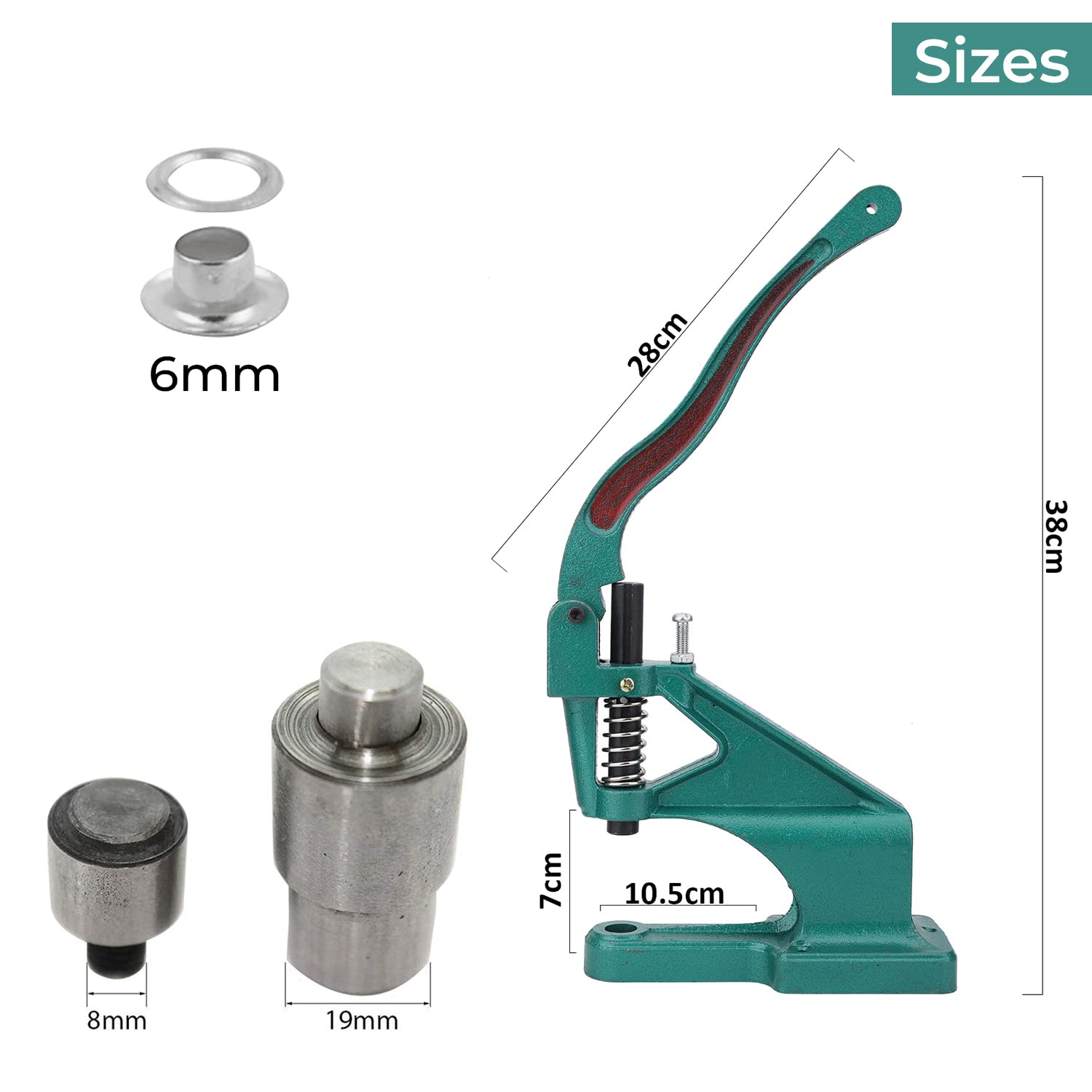 WedDecor Il Verde Macchina Pressione a Mano, 6mm Occhiello Fustelle, E 5000pcs Argento Occhielli Set per Leathercrafts, Abbigliamento, Arti, E Artigianato, Borse, Cinture