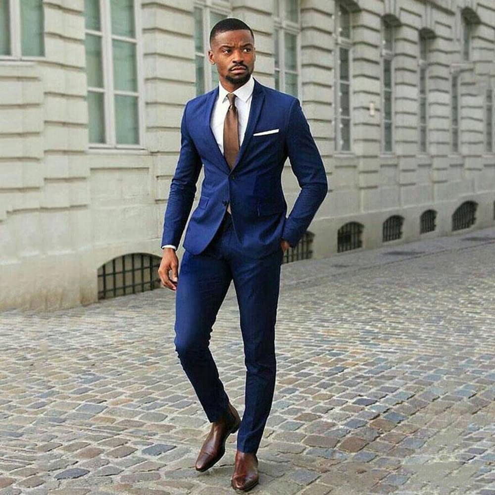 Uomo Vestito Due Bottoni Smoking Giacca Pantaloni Partito Prom