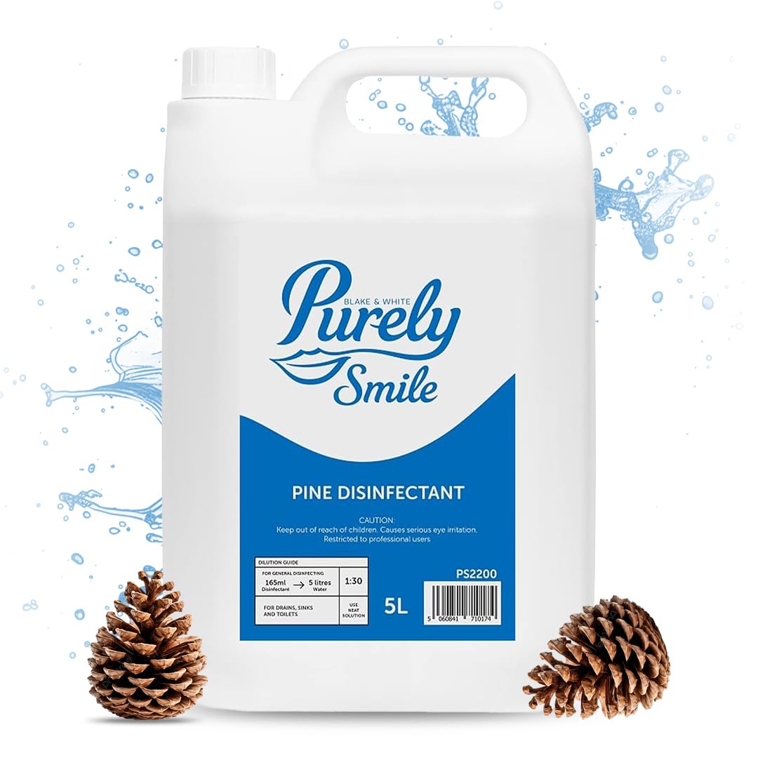 Blake & White Pine Disinfectant Liquid 5L - Purely Smile Multi Purpose Cleaner for Deep Hygiene & Long Lasting Freshness - Strong Disinfectant for Drains, Sinks & Toilets - PS2200