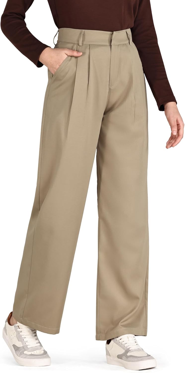 Bamans Khaki Pants for Women Straight Leg High Kuwait Ubuy