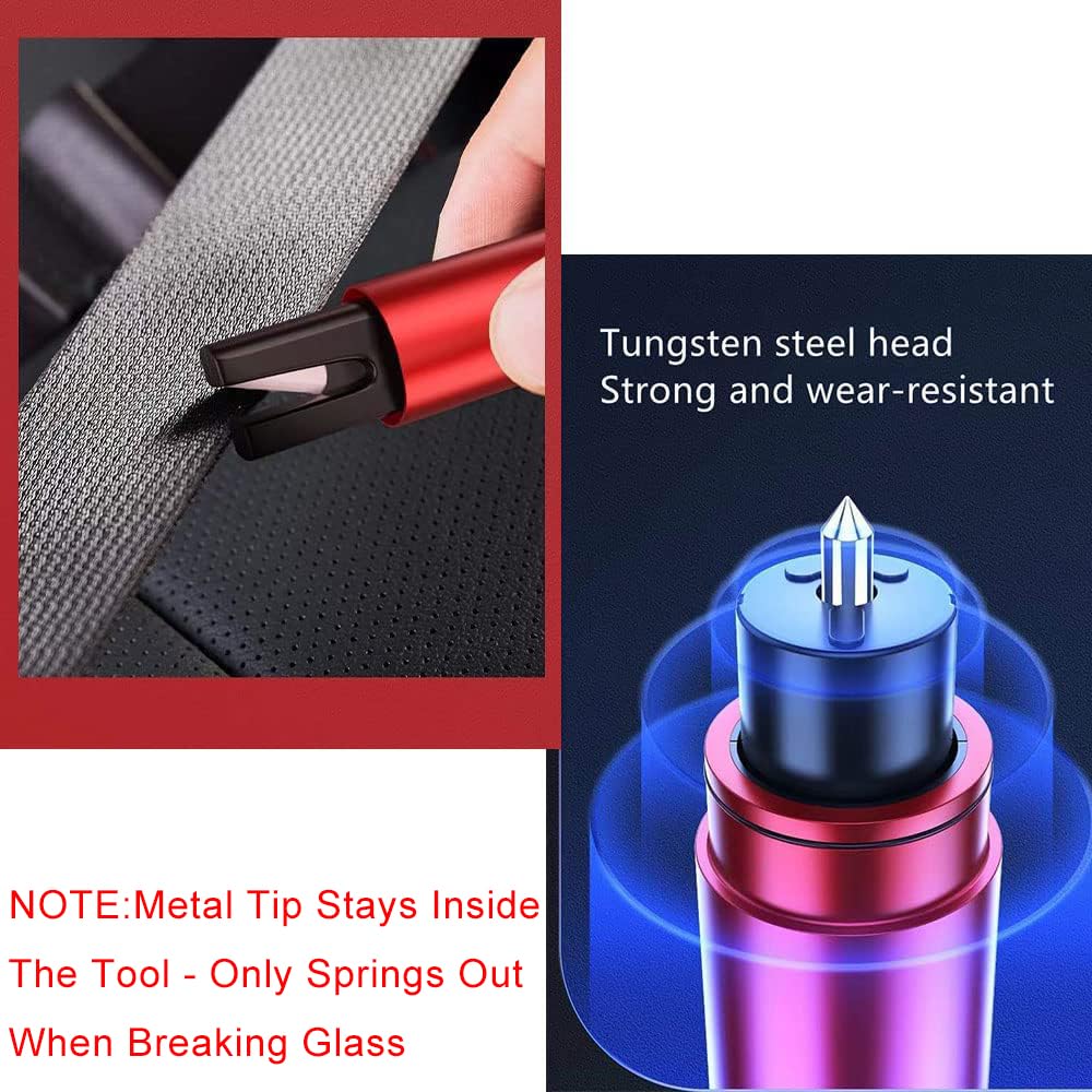 HHXS 4 interruptores de Vidrio y Cortador de cinturón de Seguridad, Herramienta portátil para Romper Ventanas de Coche, Martillo de Seguridad para Coche, Martillo de Escape con Muestra