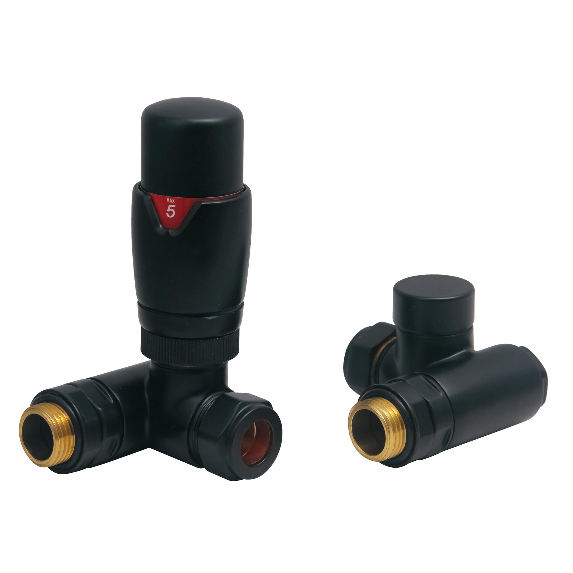 The Home Store Black Dual Fuel Thermostatic Radiator Valve Corner - 1/2" X 15Mm