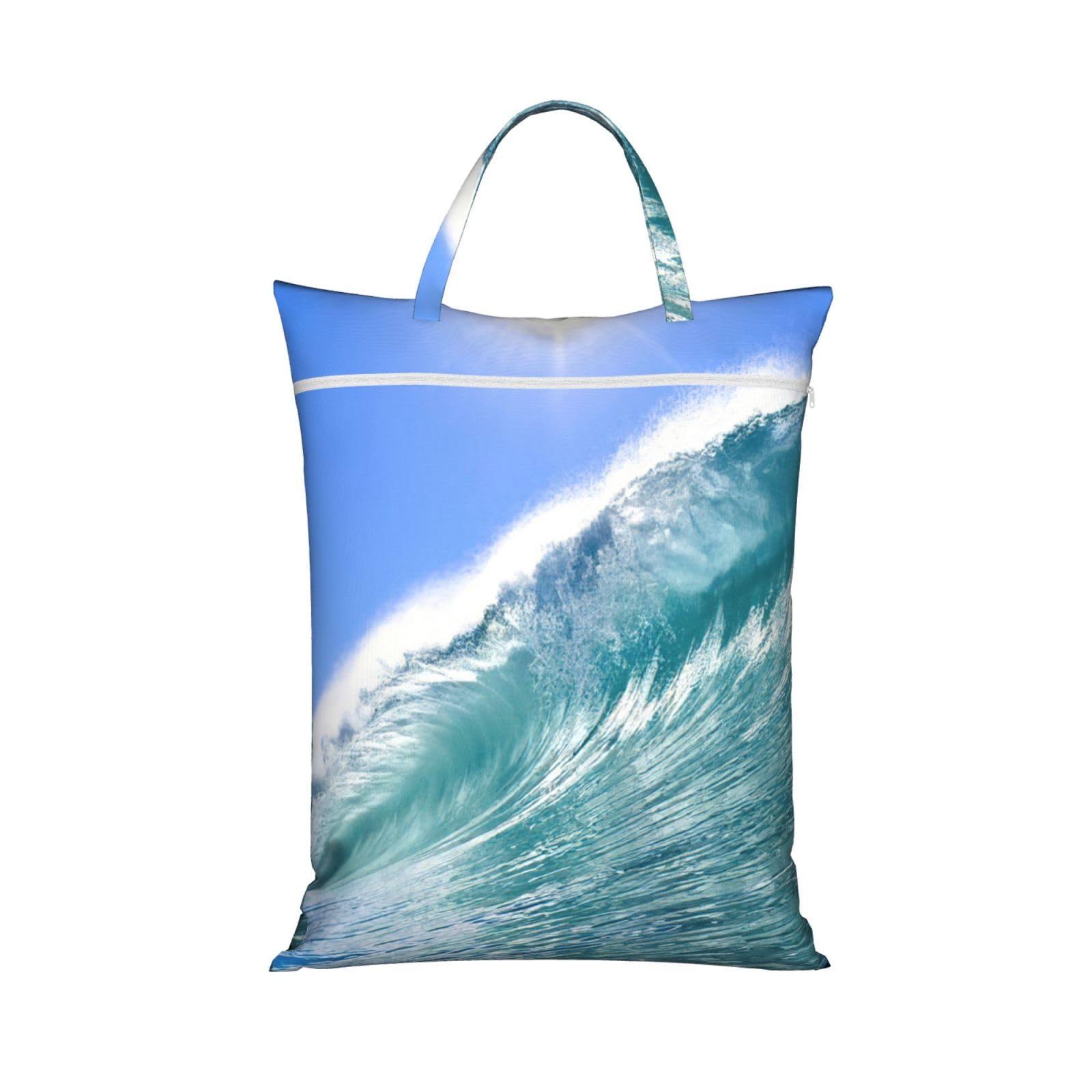 Pphgut 1 Pc Big Ocean Wave Hd Print Travel Laundry Bag Portable Dirt Clothes Bags Daily Hiking Camping Vacation