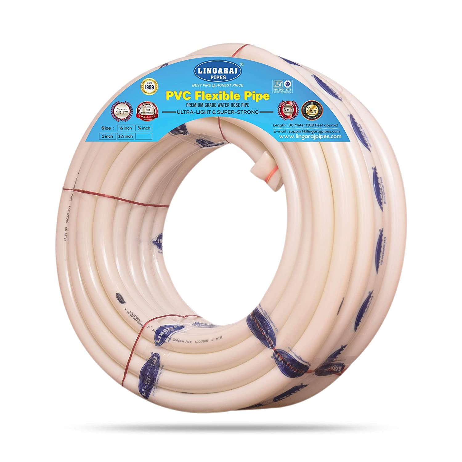 LINGARAJ Easy to Connect 1 Inch PVC Hose Pipe | Heavy Durable Long Lasting | Easy to Connect for Home Gardening, Car, Floor Clean, Pet Bath | 15 m Long, Tube Approx 50 ft | Off White (B0B6DYP7ZV) Amazon Price History, Amazon Price Tracker