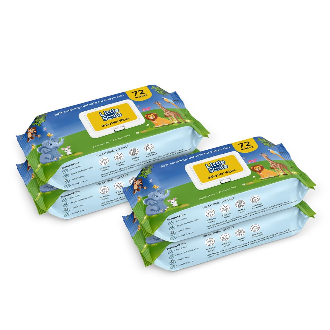 Little Smile Baby Wipes – Soft, Safe & Gentle Care- 72 Wipes | Pack of 4-image-4