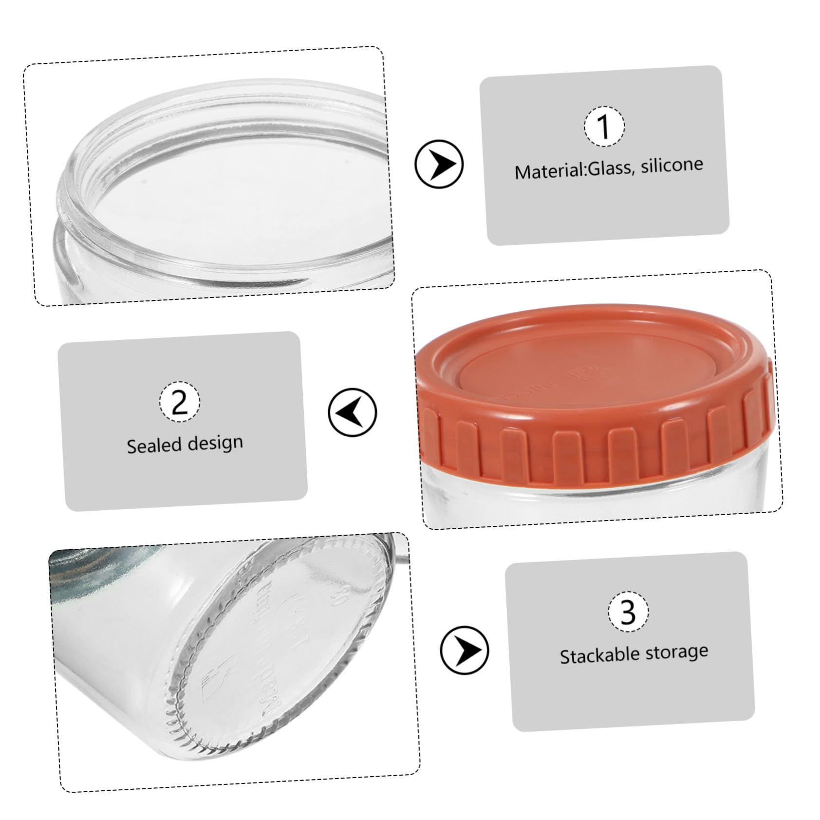 VANZACK 4 Stück Teiliges Kleine Transparente Glas Vorratsdosen mit Luftdichtem Deckel und Silikondichtung Stapelbare Auslaufsichere Aufbewahrungsgläser für Getrocknete Lebensmittel