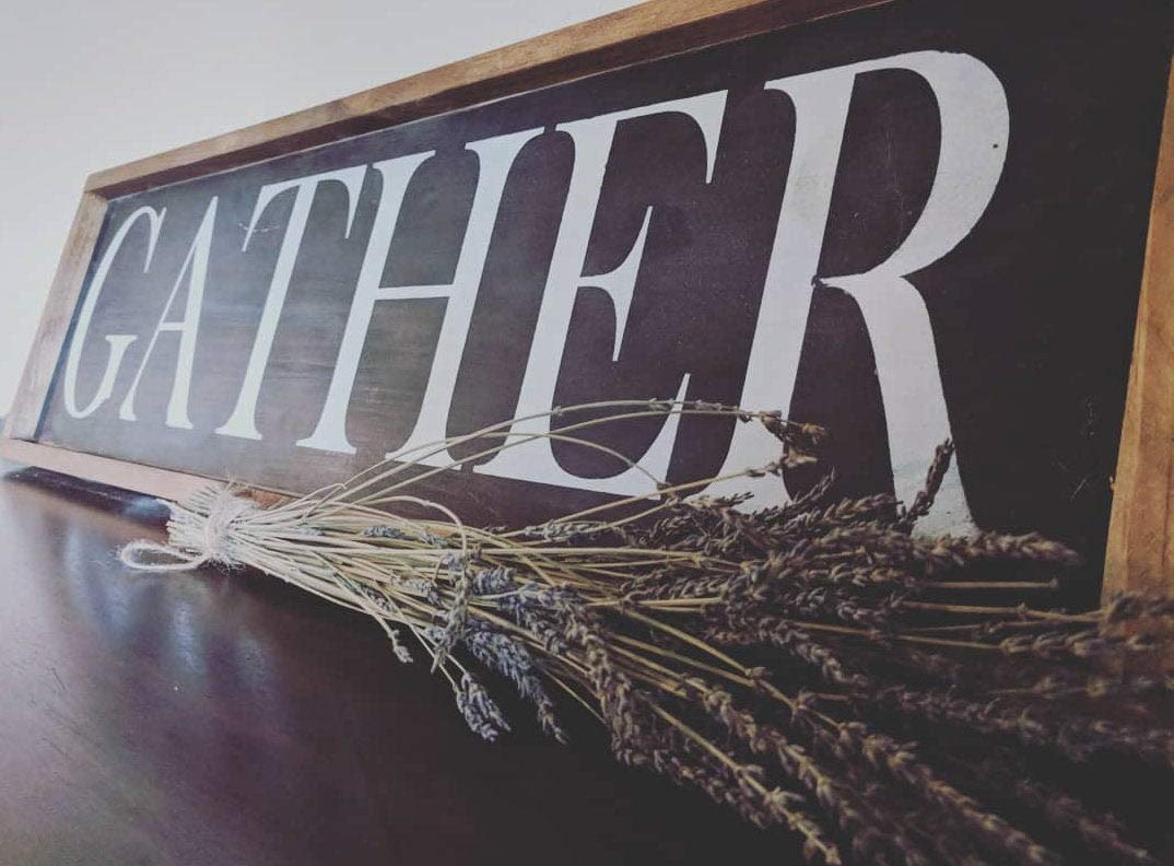 Ced454sy Gift GATHER wood farmhouse sign wall hanging farmhouse decorfixer upper style decor modern farmhouse wall hanging wood framed art