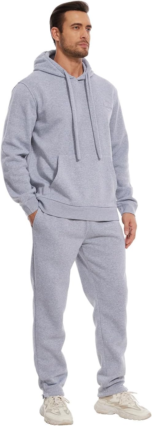 Men's Tracksuits Sweatsuits for Men Sweat Track Suits 2 Piece Casual Athletic Jogging Warm Suits With Pockets (Gray XL) - Image 5