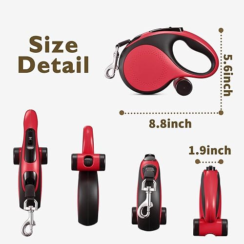 Miniatura 2 de Correa retráctil para perro con cable a prueba de mordidas, correa duradera de 26 pies para perros grandes y medianos de hasta 110 libras, 360