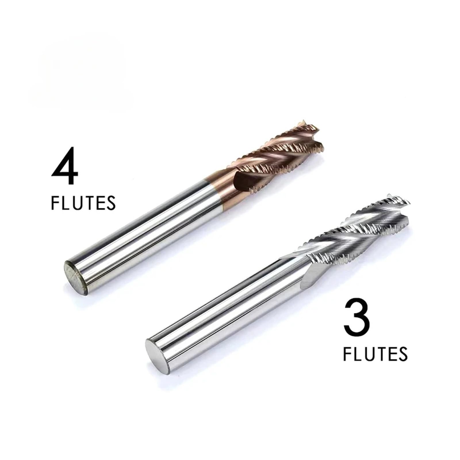 1 PIÈCES Fraise En Carbure Monobloc CNC Usinage 3 Flûtes 4 Dents for Métal Acier Fer Aluminium MDF Acrylique Bois Cuivre Plastique(4F-BK2055,8xD8x20x60)