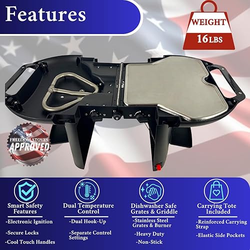 Miniatura 6 de Freedom Stoves - Parrilla de gas portátil plegable  perfecta para navegación, caravana, camping, condominios, senderismo. Cocine en menos de 60