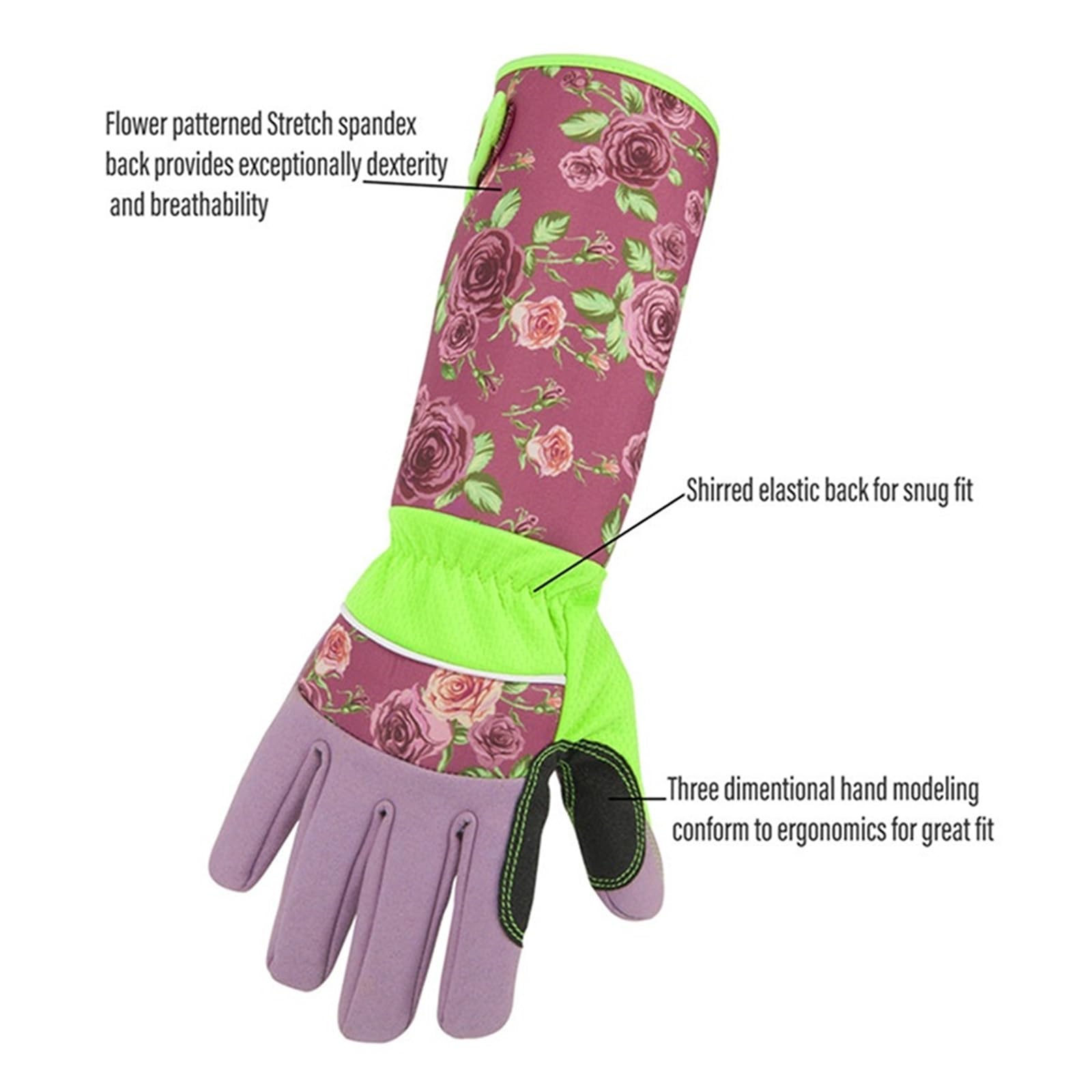 Guanti da giardinaggio a manica lunga multicolore(Roze)