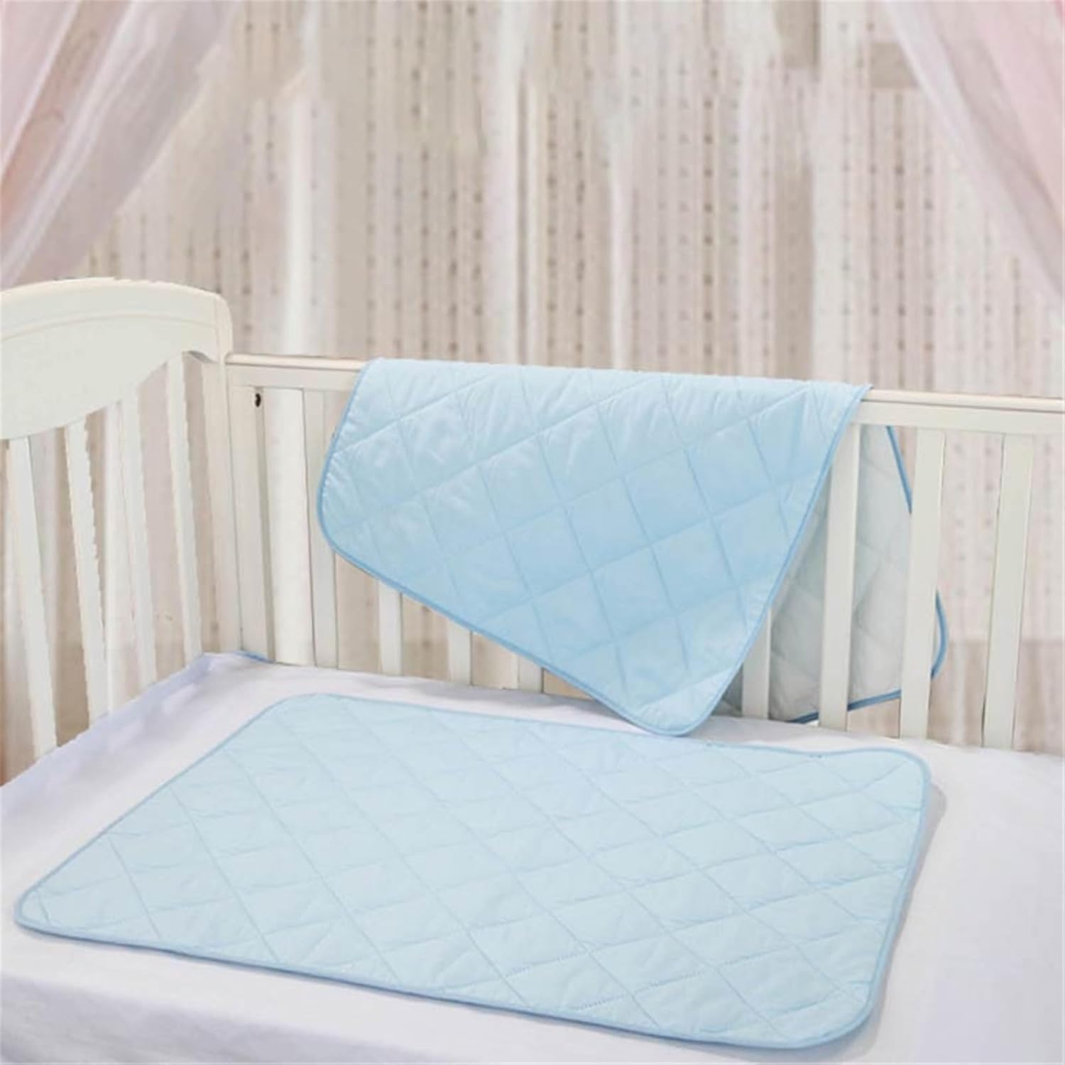 大サイズ 軽量 通気性 おねしょ対策パッド、 高齢者用 防水シーツ ベビーベッド用、 ペット用ストローラー おねしょシーツ(Blue